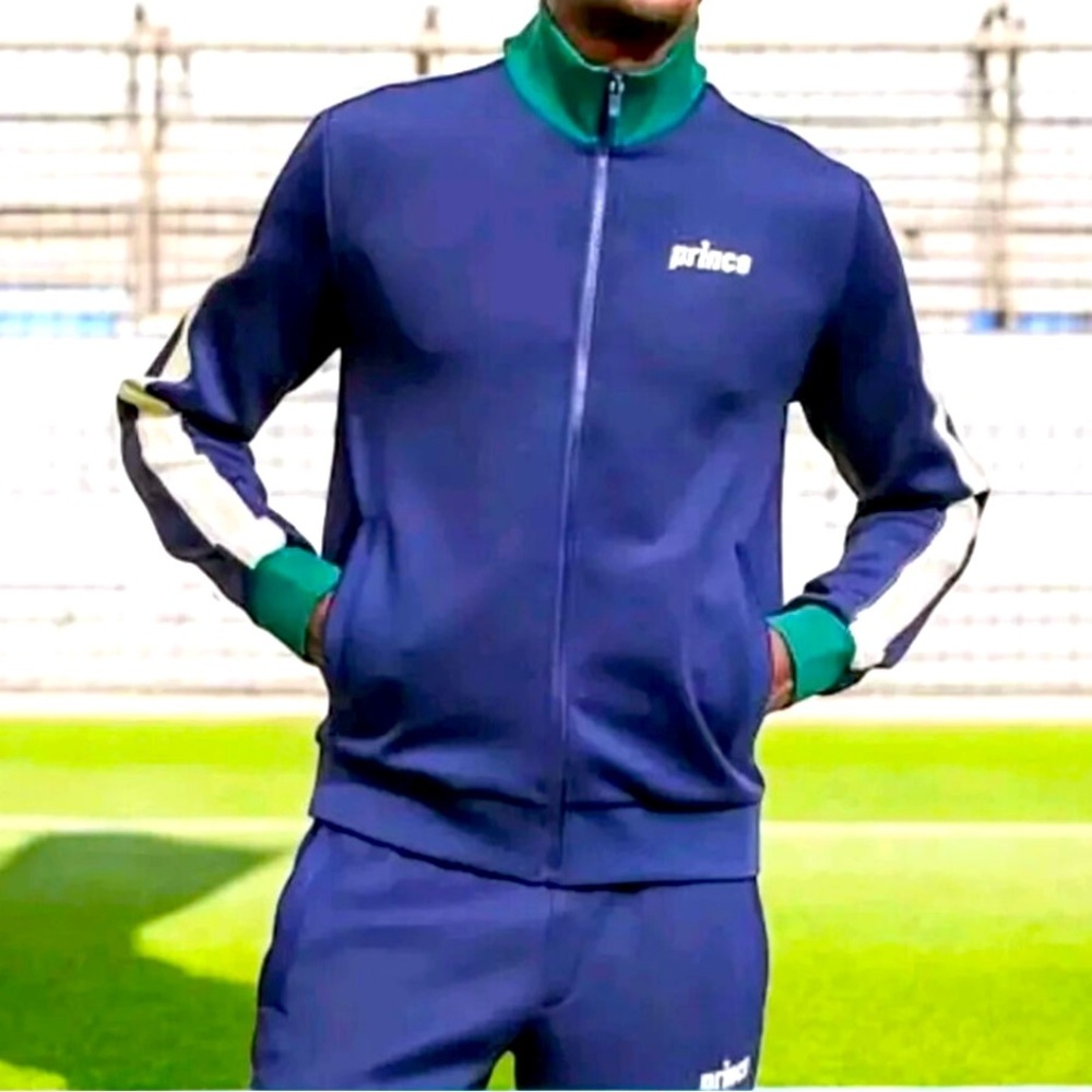 Prince Men's Blue and Green Track Jacket Size XXL